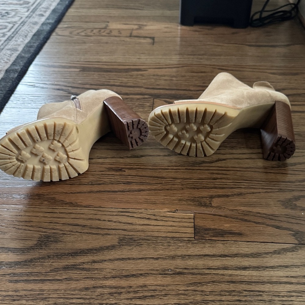 Vince Camuto Cream Peep-Toe Heeled Boots - Picture 3 of 5